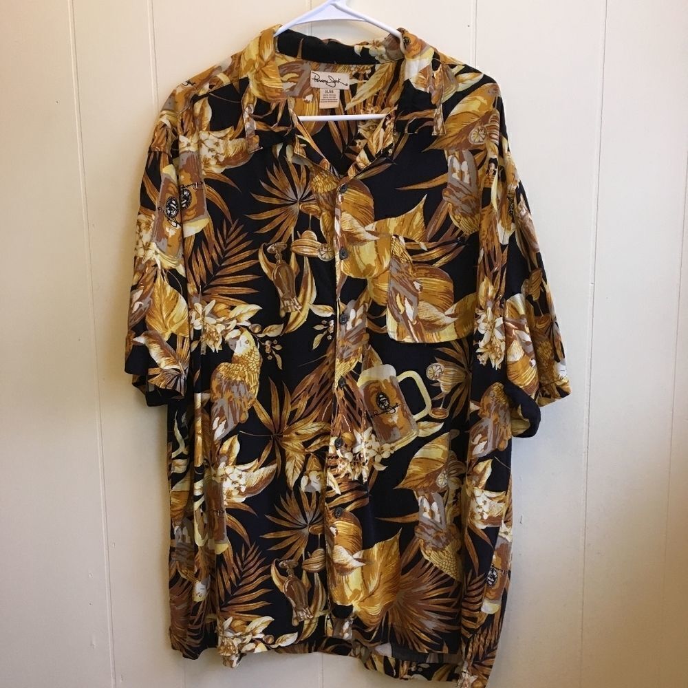 PANAMA JACK PARROT BEER MUG‎ HAWAIIAN SHIRT.  XL